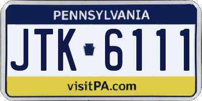 PA license plate JTK6111