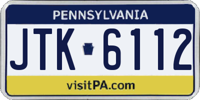 PA license plate JTK6112