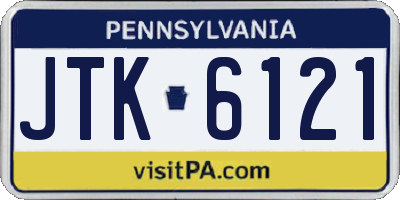 PA license plate JTK6121