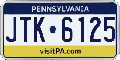 PA license plate JTK6125