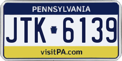 PA license plate JTK6139