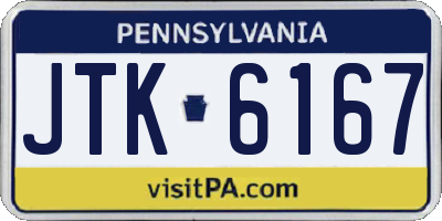 PA license plate JTK6167