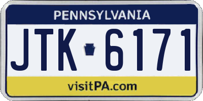 PA license plate JTK6171