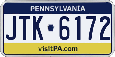 PA license plate JTK6172
