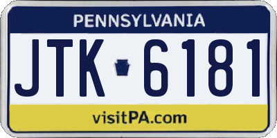 PA license plate JTK6181