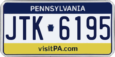 PA license plate JTK6195
