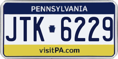 PA license plate JTK6229
