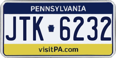 PA license plate JTK6232
