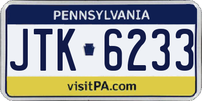 PA license plate JTK6233