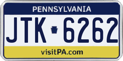 PA license plate JTK6262