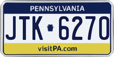 PA license plate JTK6270