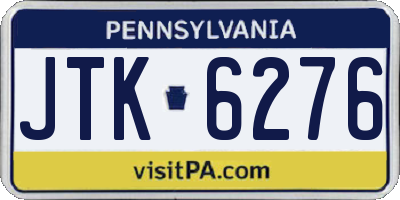 PA license plate JTK6276