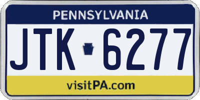 PA license plate JTK6277