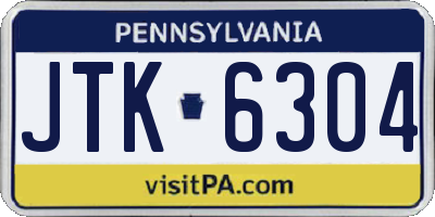 PA license plate JTK6304