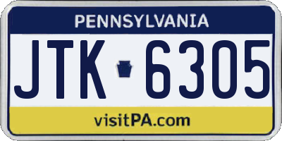 PA license plate JTK6305