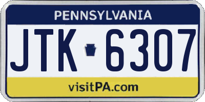 PA license plate JTK6307