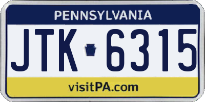 PA license plate JTK6315