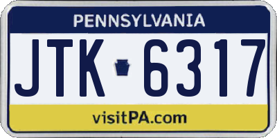 PA license plate JTK6317