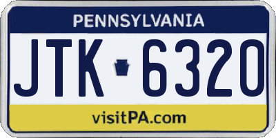 PA license plate JTK6320