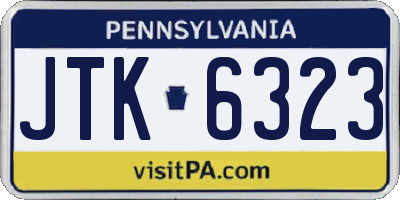 PA license plate JTK6323