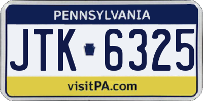 PA license plate JTK6325