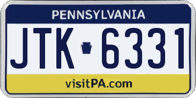 PA license plate JTK6331