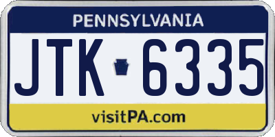 PA license plate JTK6335