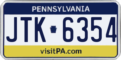 PA license plate JTK6354