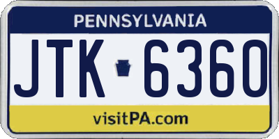 PA license plate JTK6360