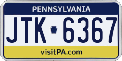 PA license plate JTK6367