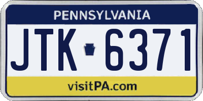 PA license plate JTK6371