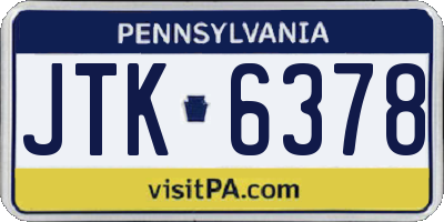 PA license plate JTK6378