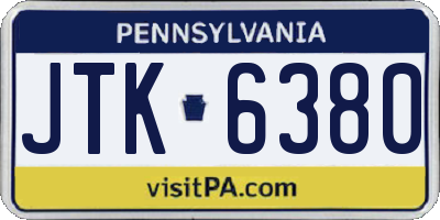 PA license plate JTK6380