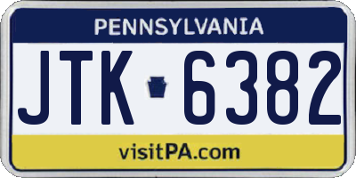 PA license plate JTK6382
