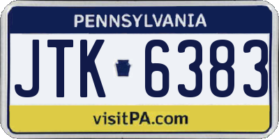 PA license plate JTK6383