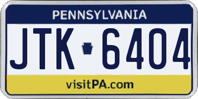 PA license plate JTK6404