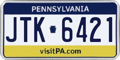PA license plate JTK6421