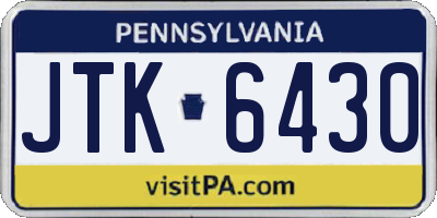 PA license plate JTK6430