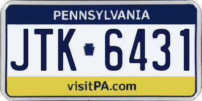 PA license plate JTK6431