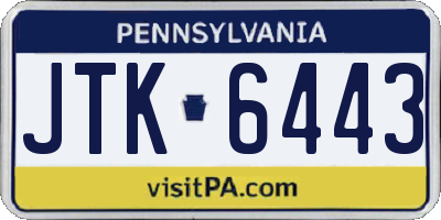 PA license plate JTK6443