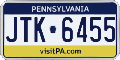 PA license plate JTK6455