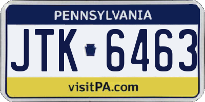 PA license plate JTK6463
