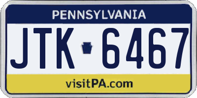 PA license plate JTK6467