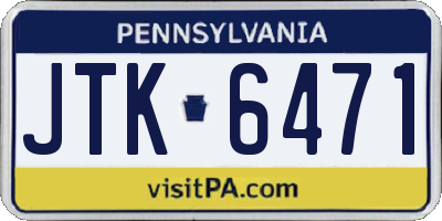 PA license plate JTK6471