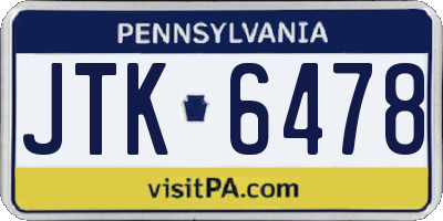 PA license plate JTK6478