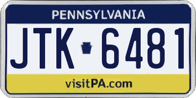 PA license plate JTK6481