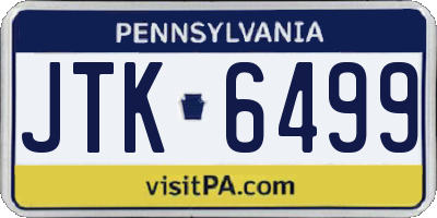 PA license plate JTK6499