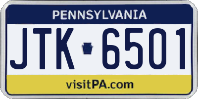 PA license plate JTK6501