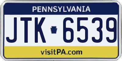 PA license plate JTK6539