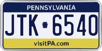 PA license plate JTK6540